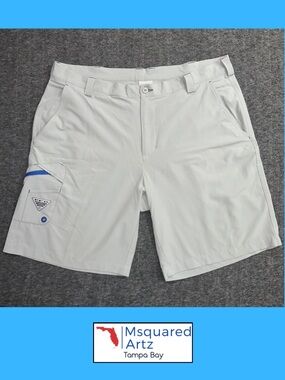 Columbia PFG Omni-Shield Fishing Shorts Light Gray Mens 42 Performance Cargo 10